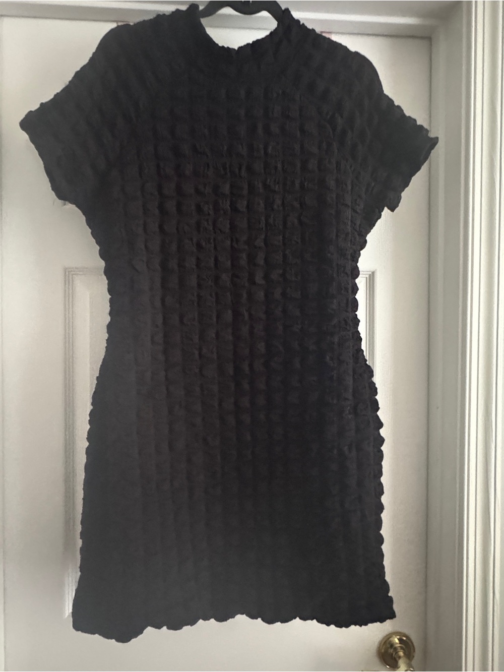 Planet Gold Black Textured Mini Shift Dress
